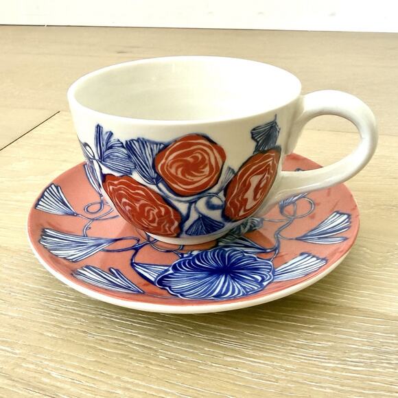Anthropologie Other - RARE Anthropologie Ruan Hoffmann Jardin Des Plantes LOVE MORE Cup Saucer Set
